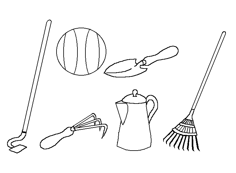 Narzędzia ogrodnicze kolorowanki